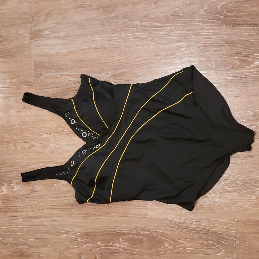 (14) ALIA One Piece Swimsuit Beach Vacation Coastal Pool Resortwear Metallic